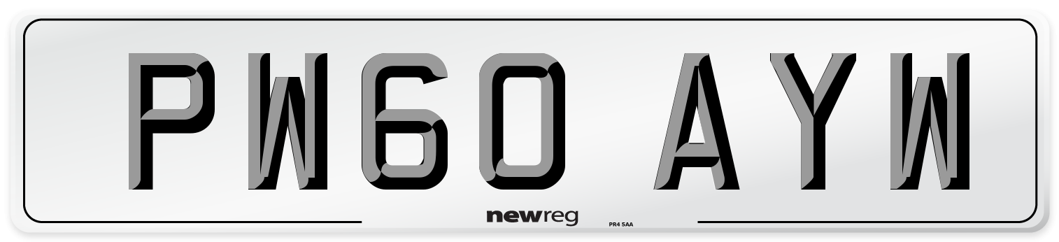 PW60 AYW Number Plate from New Reg